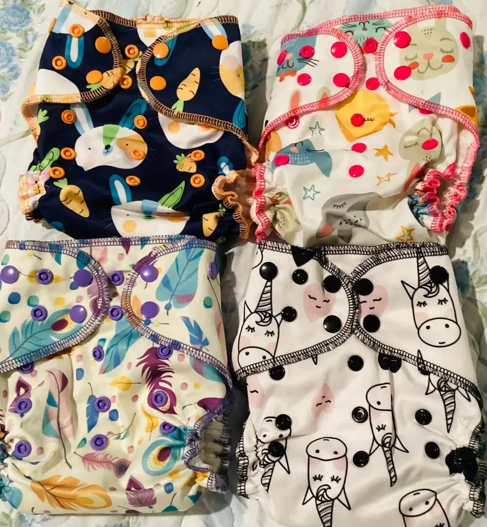 B-Genes Fluff Butt Reusable Adjustable Cloth Diapers Set of 4